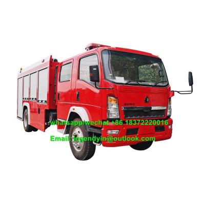 China HOWO Fire Water Truck 5000 Liter Brand New Tender Fire Engine Rescue RHD Foam Truck Fire Truck 8250*2350*3350mm for sale