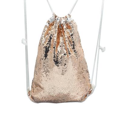 China Lightweight Sequin Drawstring Backpack Outdoor Sports Magic String Bag for sale