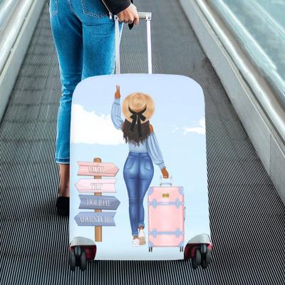 China Luggage Cover Protector Personalized Sublimation Blank Luggage Cover Spandex Travel Suitcase Protector With Zipper for sale