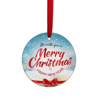 China Christamas Decoration Wholesale Christmas Two Sides Personalized Printable Sublimation Metal Foil Christmas Ornaments for sale