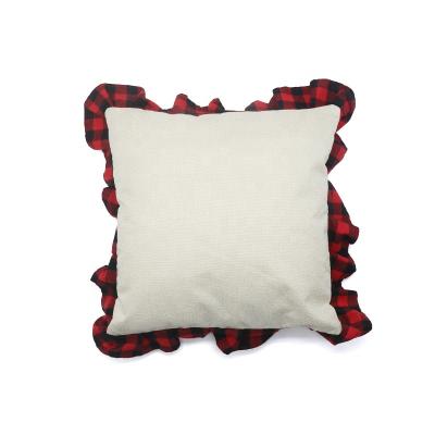 China Custom Printable Sublimation Buffalo Plaid Christmas Blank Pillow Cover Disposable for sale