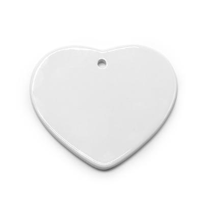 China Christmas Tree Ornament Heart Sublimation Ceramic White Christmas Ornament Ceramic Christmas Decoration for sale