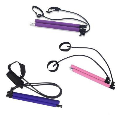 China Hot Selling Multifunctional Bodybuilding Fitness Yoga Exercise Stick Pilates Bar With Resistance Bands for sale