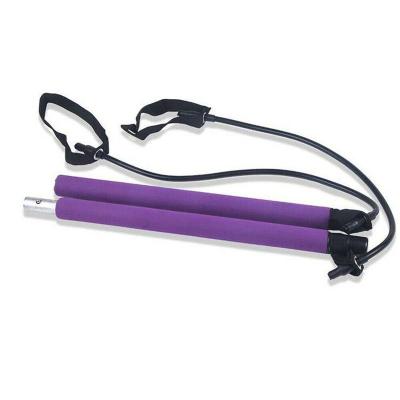 China Wholesale Fitness Bodybuilding Yoga Fitness Indoor Lightweight Bar With Resistance Ropes Portable Pilates Bar For Booty for sale