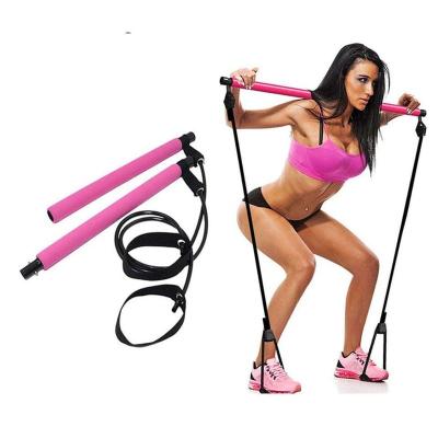 China High Quality Bodybuilding Fitness Yoga Pilates Stick Yoga Exercise Portable Fitness Pilates Bar With Tube Resistance Bands for sale