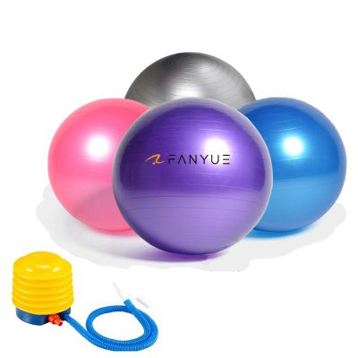 China Eco-Friendly High Quality Home Use Anti-burst PVC Yoga Ball Eco-Friendly With Pump 55cm Inflatable Yoga Ball for sale