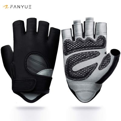 China Breathable+durable fitness weightlifting gloves sports bodybuilding gym training hand grips gym hand palm protector glove for sale