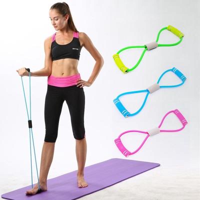 China Hot Sale Yoga Exercise Home Sports Fitness Resistance Bands Yoga Exercise Figure 8 Shape Pull Rope Tube For Exercise for sale