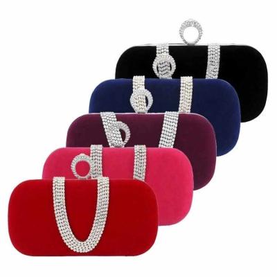 China Unique Velvet Diamond Clutch Bags Shiny Fashion Wedding Clutch Bags Evening Party Purse Lady Clutch Bags for sale