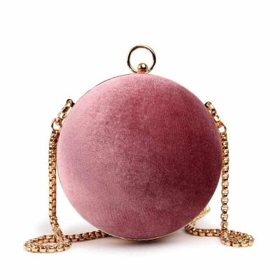 China Circular Suede Round Purse Bag Women Trendy Chain Chain Fashion Bags Suede Evening Purse Wholesale for sale