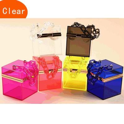 China 2020 Acrylic Handbag Transparent Bag Mini Candy Color Jelly Bag Box Shape Women's Other With Chain Strap Cross - Body Shoulder Bag for sale