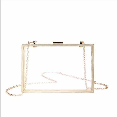 China 100% Eco-friendly Handbag Same Stages Approved Clear Purse Cute Transparent Cross - Body Bag Chain Lady Acrylic Clutch Bag for sale