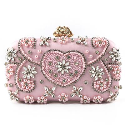 China Women's Beaded Embroidery Party Evening Clutch Bag Purse Wallet Metal Full Flower Party Dresses Beaded Embroidery Evening Clutch Bag for sale