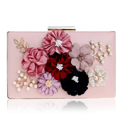 China Other Women's Satin Flower Evening Clutch Bag Pearl Beaded Wedding Purse Prom Party Handbag Girls Bridal Evening Clutch Bag for sale