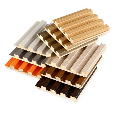 China 150mm*20mm Pine Solid Wood 3D Wall Panels Grill Wall Panels Moisture Proof Solid Wood Grooved Wall Panels WPC Wall For Home Decor for sale