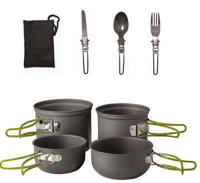 China Outdoor Camping Hiking Amazon 2 or 3 Person Potty Set Cutlery Camping Pot Set High Quality 7-Piece Traveling Outdoor Portable Potty Set for sale