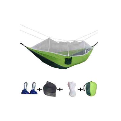 China Durable/Portable Outdoor Parachute Fabric Widened Indoor Double Nylon Hammock With Mosquito Net for sale