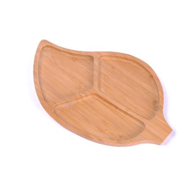 China Morden Bamboo Leaf Shape Three Piece Serving Tray Serving Tray For Meat Fruit for sale