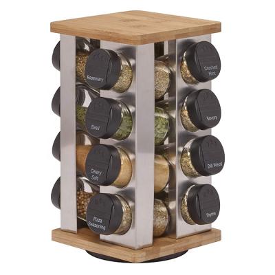 China Sustainable Convenient Multifunctional Environmentally Friendly Bamboo Seasoning Rack (16 Bottles) for sale