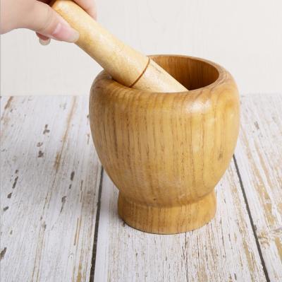 China Biodegradable Scrub Process Garlic Bamboo Grinder With Bamboo Stick Diameter: 12CM Height: 5.5CM Stick: 11.5CM for sale