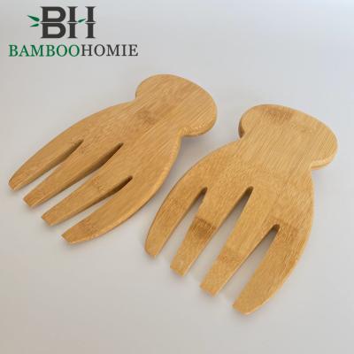 China Sustainable Bamboo Salad Serving Utensils Wooden Salad Servers Salad Tools for sale