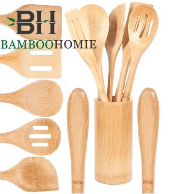 China Sustainable Organic Bamboo Cookware Set Wide Handle Storage Box for sale