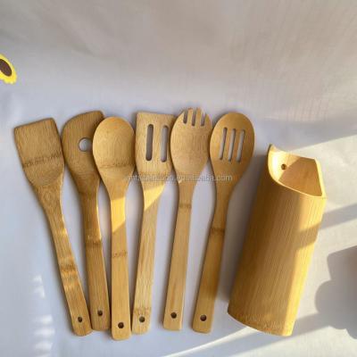 China Sustainable Bamboo Cookware Utensil Set Organic Bamboo Cooking And Serving for sale