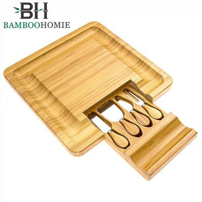 China Unique Viable Bamboo Cheese Board, Charcuterie Board and Serving Tray Cheese Cutting Board for sale