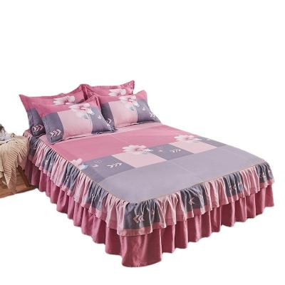 China Factory viable modern high quality modern minimalist flower bed skirt cotton polyester lace lotus active printing bed skirt for sale