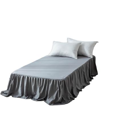 China Japan home size bedding Amazon home textile hot-selling soft solid color washed chemical fiber bed skirt bedspread for sale