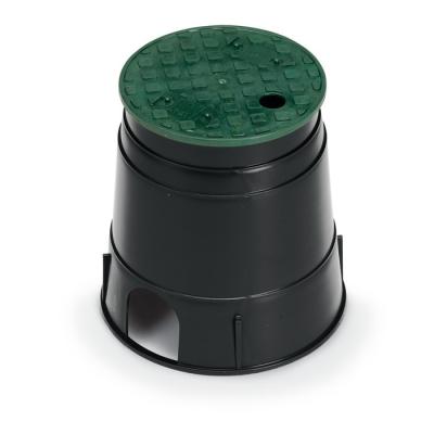 China PVC Plastic Valve Box With Rain Cover Overlay Bird PVB6RND - 6 in. PVB Round Valve Box - Black Body & Green Overlay Lid for sale