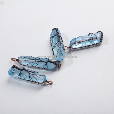 China Vintage Good Price Healing Link Chain Eco-Friendly Irregular Natural Stone Crystal Pendant for sale