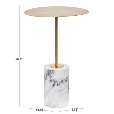 China Modern Extendable Cara Coffee Table Hexagon Marble Furniture Round Metal Leg Marble Column Side Table for sale