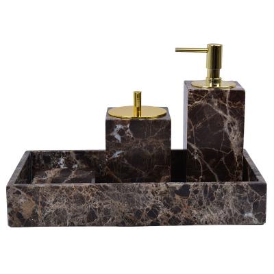 China China Natural Marble Shower Milk Bottle Tray Six-piece Bathroom Set Serving Hotel Kettle Tray Set for sale