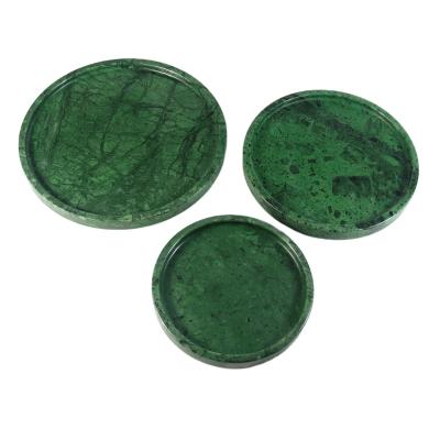 China China Home Decoration Fruit Tray Natural Indian Green Marble Round Tray for sale