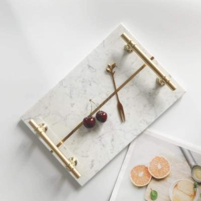 China Copper Inlaid Strip Tray Natural Marble Home Decoration Gift.Home Decoration.Business Gift Hotel Service Home Tray for sale