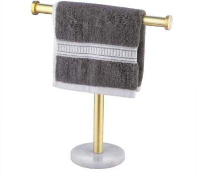 China Source Stocked Factory Customized Brass With Fingertip Natural Marble Base Towel Holder Matte Marble Craft for sale