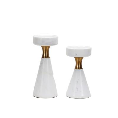 China Europe Classical Modeling Candlelight Nordic White Marble Dinner Decoration Home Style Natural Marble Candle for sale