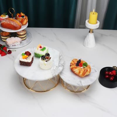 China Sustainable Cake Cupcake Dessert Stand Wholesale Marble Cake Stand Modern Metal for sale