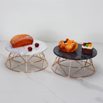 China Viable Wholesale Modern Restaurant Round Tray Table Set Sale Marble Stand Sweet Cake for sale