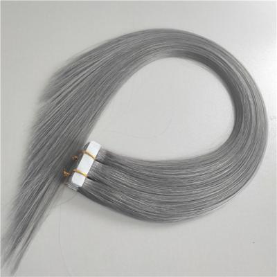 China Popular Color Silky Straight Wave Dark Silver Double Drawn Hair Extension Double Sided Tape for sale