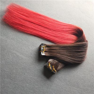 China 2019 new arrival silky straight high quality remy ombre wave tape hair extension T1B/RED for hair salon for sale