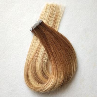 China Wholesale Silky Straight Wave Cuticle Aligned Balayage Color PU Hair Extension Tape In Hair On Sale for sale