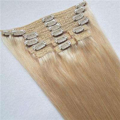 China 2019 new trend silky straight wave color 120g blonde brazilian hair clip in hair extension lace clip in hair for sale