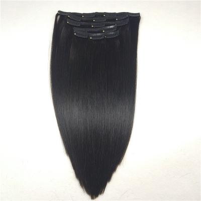 China Wholesale 8pcs Silky Straight Wave Black Color One Sets Hair Clip In Remy Hair Extensions for sale