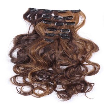 China New Arrival 2019 Body Wave 8pcs One Sets Full Head Cheap Clip In Hair Synthetic Hair for sale