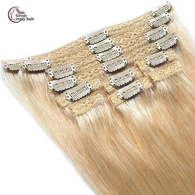 China Wholesale Silky Straight 100% Real Remy Lace Clip-In Hair Extensions, Wave Cuticle Aligned Hair Clip In Hair Extension for sale