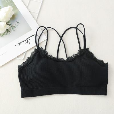 China Beautiful QUICK DRY elegant cross back wrapped sleep women lace seamless tube top bra for sale