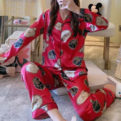 China Wholesale QUICK DRY Silk Pajamas Long Sleeves Satin Pijama Women Pajama Sets Wholesale for sale