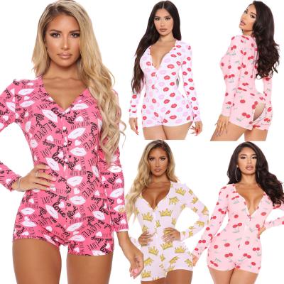 China Valentines 2021 QUICK DRY New Arrival Women Romper Sleepwear Valentines Day Pajamas Onesie With Butt Fin for sale